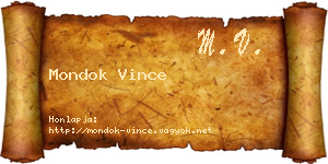 Mondok Vince névjegykártya